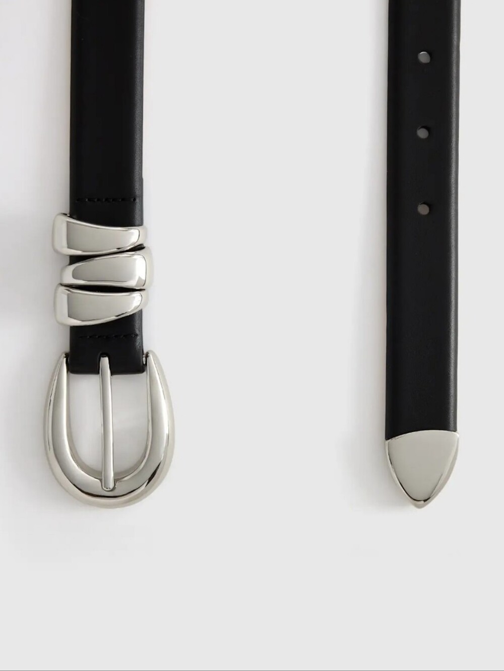 Madewell Triple Metal Keeper Leather Belt Black Size Small